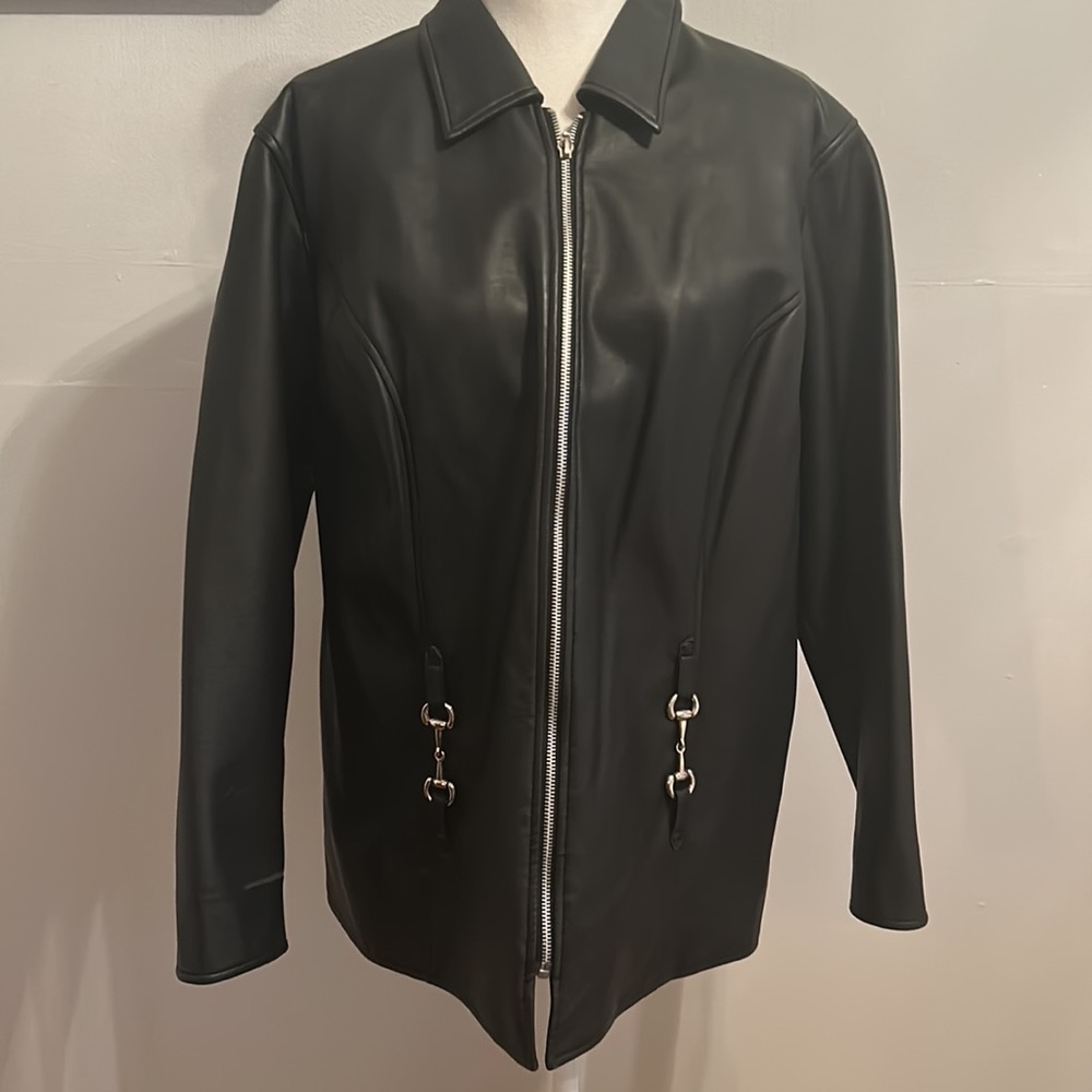 The Avenue black leather like coat